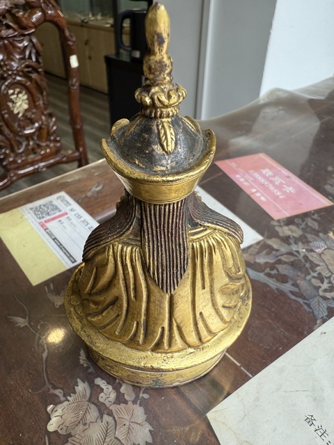 古玩銅器銅鎏金蓮花生大師真品鑒賞圖