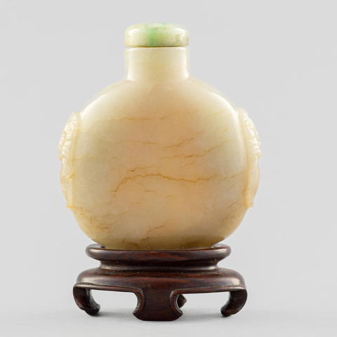 古玩玉器和田玉雕“雙獸耳鼻煙壺”真品鑒賞圖