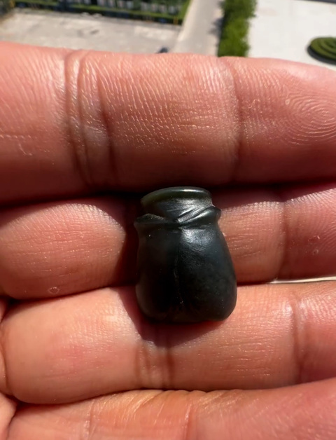 古玩玉器地方料甲殼蟲掛件真品鑒賞圖