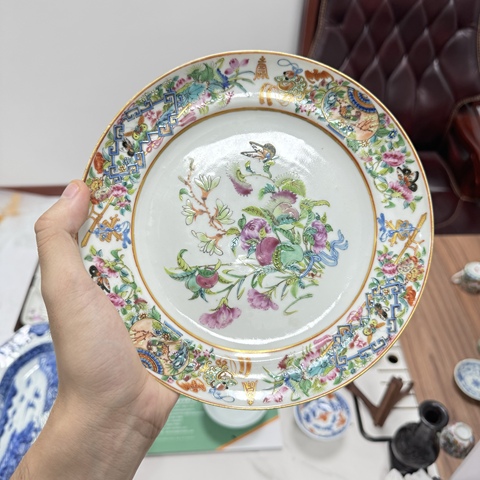 古玩陶瓷咸豐細路廣彩盤真品鑒賞圖