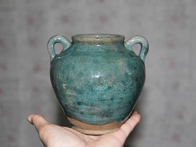 古玩陶瓷清?綠釉雙系小罐(全品)拍賣,當(dāng)前價格368元