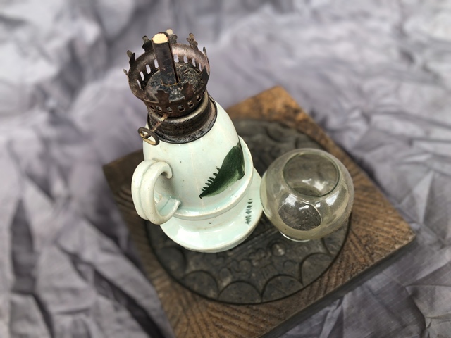古玩陶瓷綠彩山水紋燈臺真品鑒賞圖