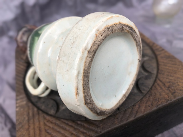 古玩陶瓷綠彩山水紋燈臺真品鑒賞圖
