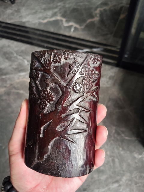 古玩雜項(xiàng)竹刻筆筒真品鑒賞圖