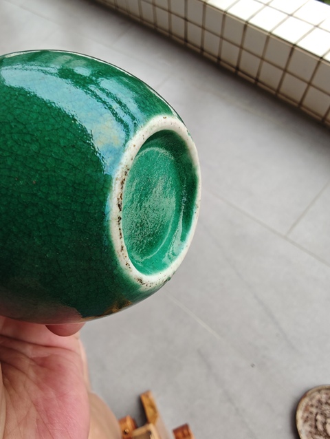 古玩陶瓷清道光魚籽綠天球瓶真品鑒賞圖