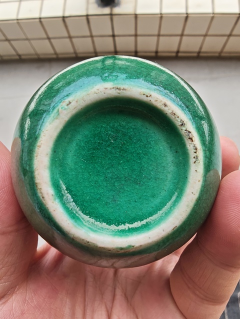古玩陶瓷清道光魚籽綠天球瓶真品鑒賞圖