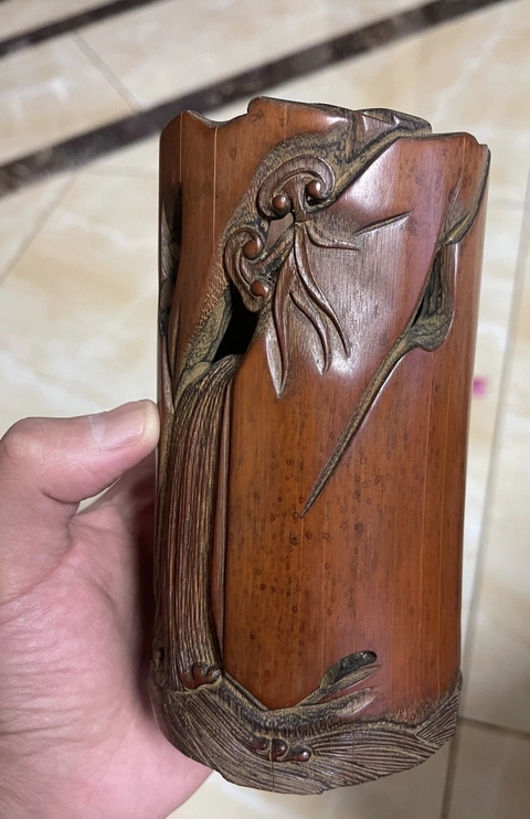 古玩雜項竹刻筆筒真品鑒賞圖