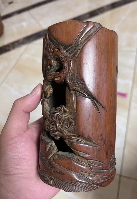 古玩雜項竹刻筆筒真品鑒賞圖