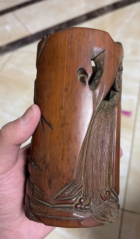 古玩雜項竹刻筆筒真品鑒賞圖