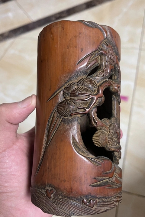 古玩雜項竹刻筆筒真品鑒賞圖