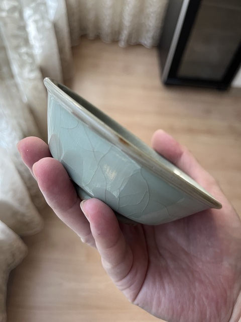 古玩陶瓷龍泉窯圓口洗真品鑒賞圖