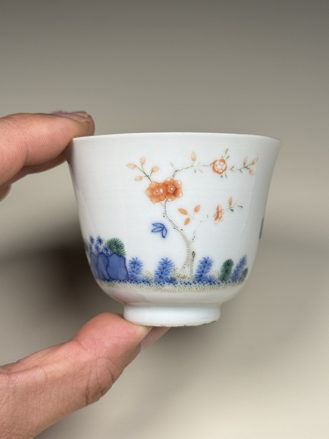 古玩陶瓷清嘉慶青花五彩花神杯真品鑒賞圖