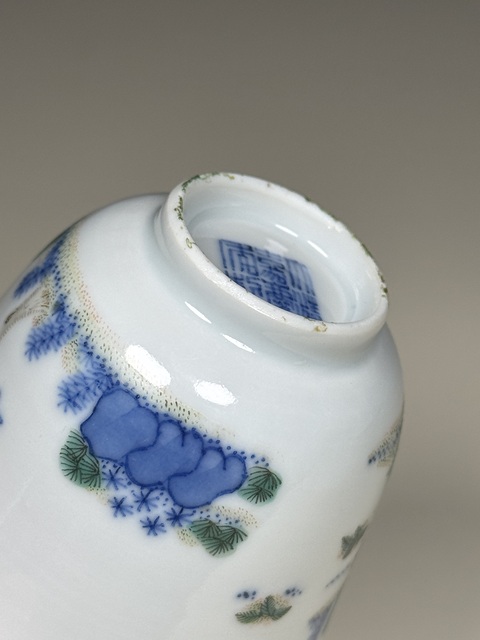 古玩陶瓷清嘉慶青花五彩花神杯真品鑒賞圖