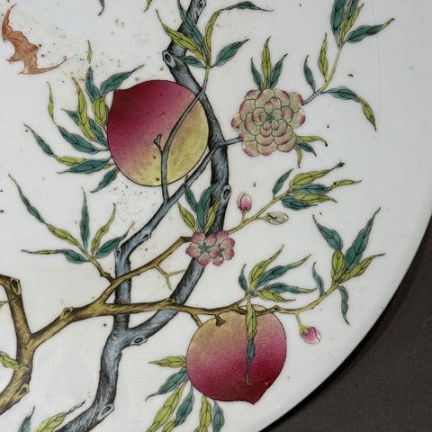 古玩陶瓷粉彩福壽紋盤真品鑒賞圖
