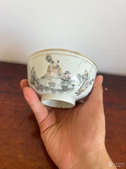 古玩陶瓷八仙人物故事紋碗真品鑒賞圖