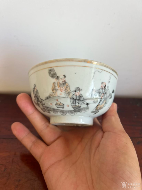 古玩陶瓷八仙人物故事紋碗真品鑒賞圖