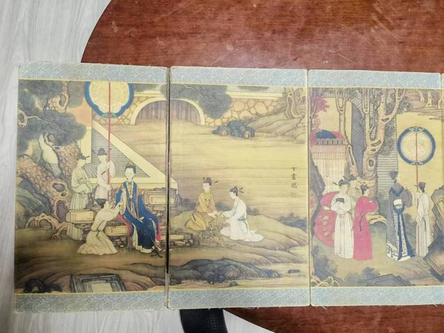 古玩字畫丁云鵬款工筆人物折頁真品鑒賞圖