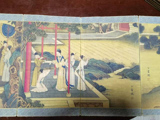 古玩字畫丁云鵬款工筆人物折頁真品鑒賞圖