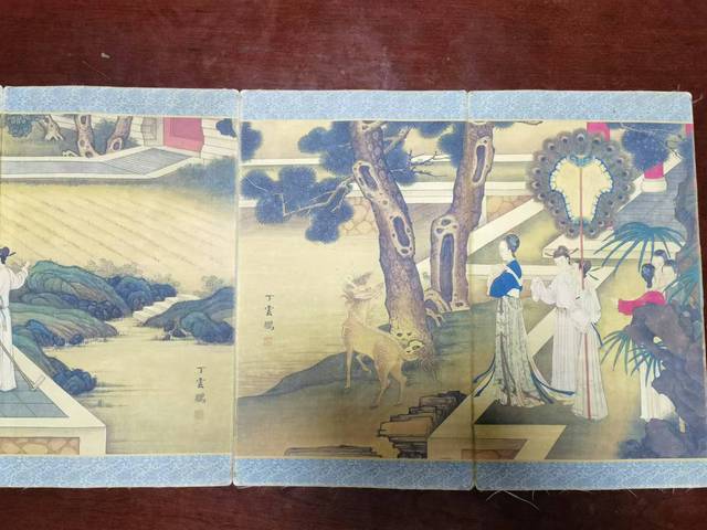 古玩字畫丁云鵬款工筆人物折頁真品鑒賞圖