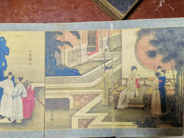 古玩字畫丁云鵬款工筆人物折頁真品鑒賞圖