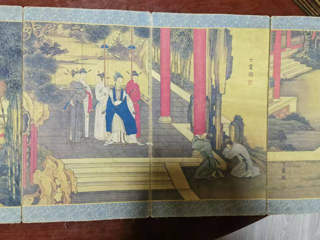 古玩字畫丁云鵬款工筆人物折頁真品鑒賞圖