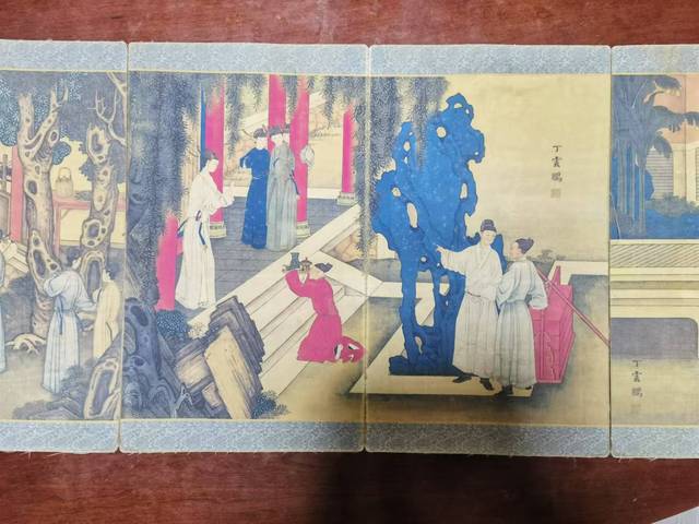 古玩字畫丁云鵬款工筆人物折頁真品鑒賞圖