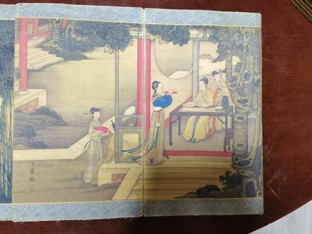 古玩字畫丁云鵬款工筆人物折頁真品鑒賞圖