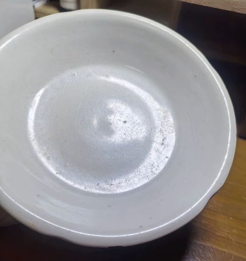 古玩陶瓷宣州窯白釉葵口洗真品鑒賞圖