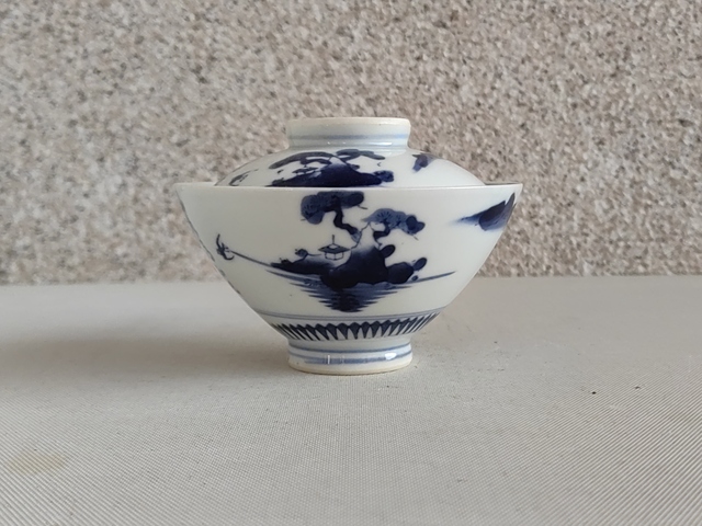 古玩陶瓷青花詩紋蓋碗拍賣,當前價格398元