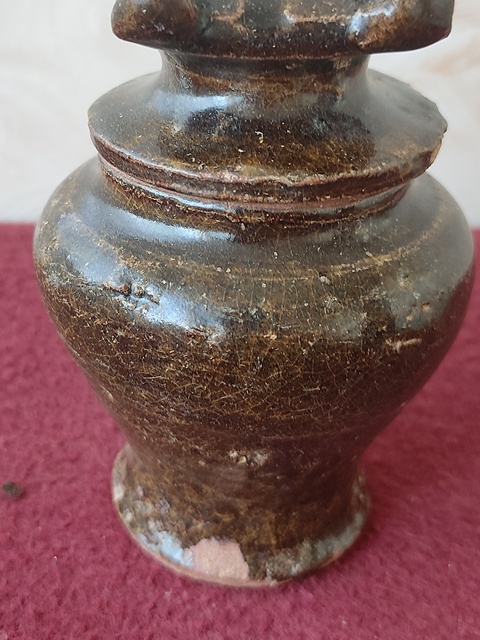 古玩陶瓷褐釉塔式罐拍賣(mài)，當(dāng)前價(jià)格800元