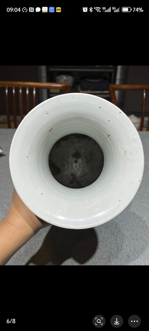 古玩陶瓷博古圖粉彩撇口瓶真品鑒賞圖