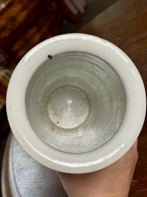古玩陶瓷鏡面對稱畫法仕女紋青花花觚真品鑒賞圖