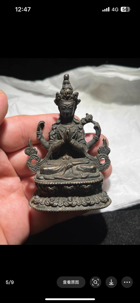 古玩銅器銅四臂觀音真品鑒賞圖