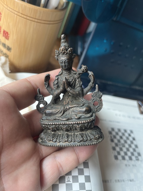 古玩銅器銅四臂觀音真品鑒賞圖