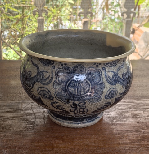 古玩陶瓷晚明龍紋青花香爐拍賣,當前價格2500元