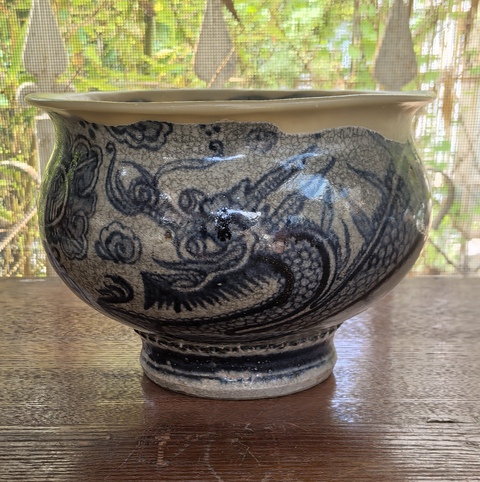 古玩陶瓷晚明龍紋青花香爐拍賣,當前價格2500元