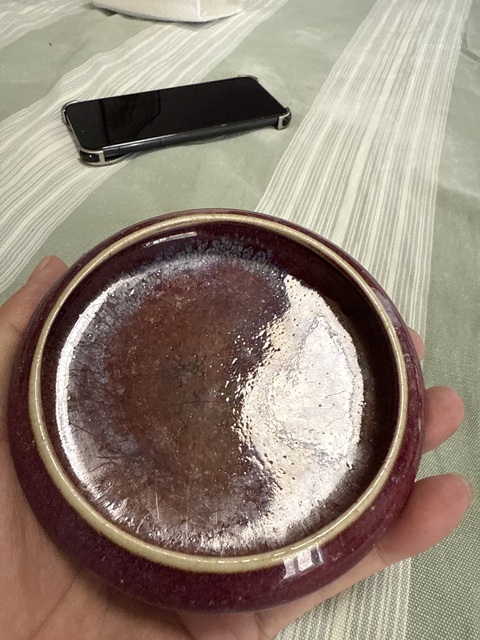 古玩陶瓷乾隆·窯變紅釉水盂 真品鑒賞圖
