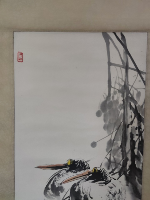 古玩字畫手工原裝原裱名家王續 雙鶴圖拍賣,當前價格10元