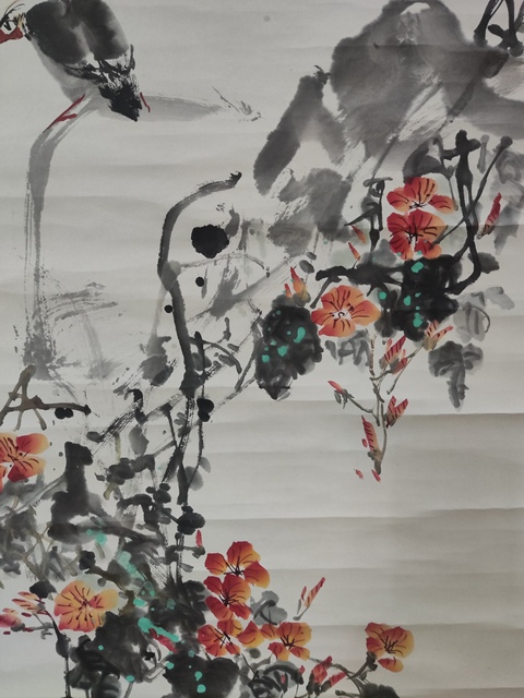 古玩字畫原裝原裱名家張君民 花鳥拍賣，當前價格10元
