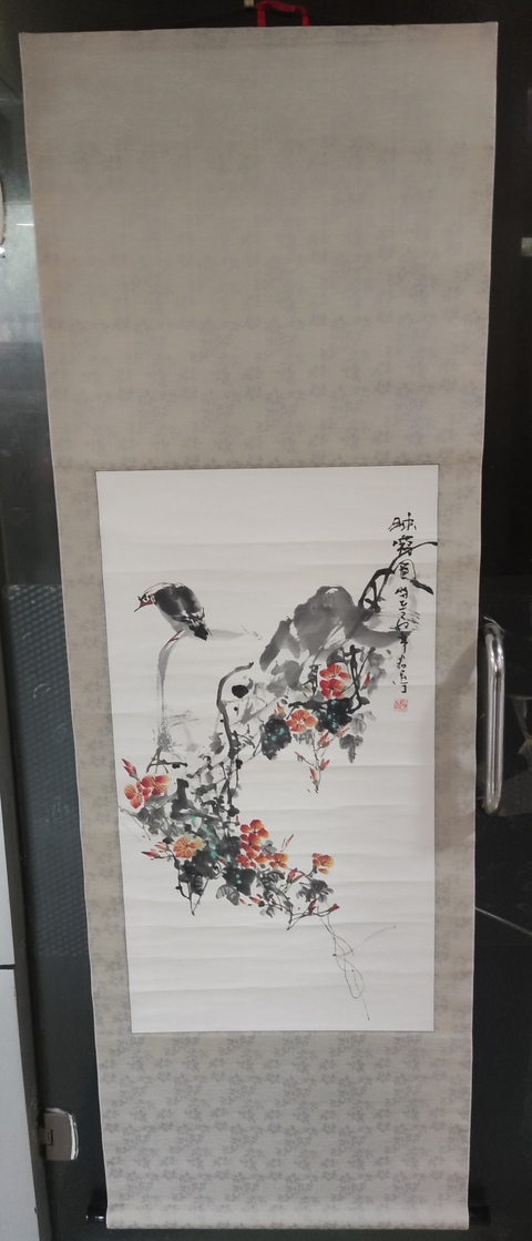 古玩字畫原裝原裱名家張君民 花鳥拍賣，當前價格10元