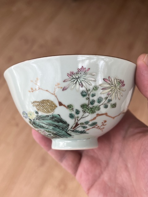 古玩陶瓷安居樂業青花茶圓真品鑒賞圖
