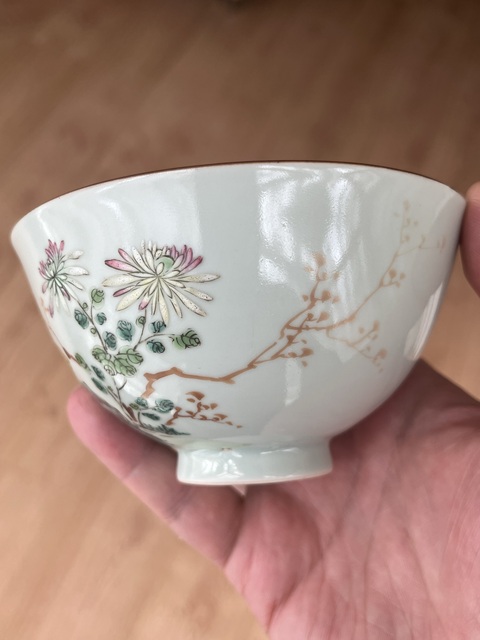 古玩陶瓷安居樂業青花茶圓真品鑒賞圖