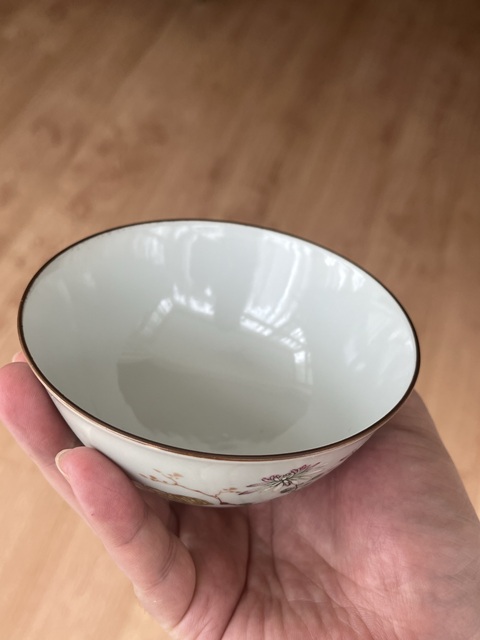 古玩陶瓷安居樂業青花茶圓真品鑒賞圖