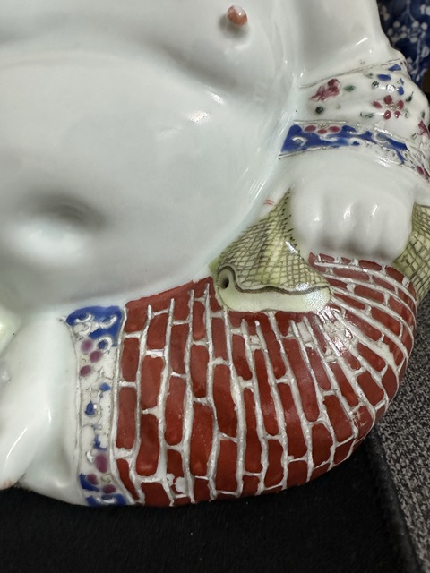 古玩陶瓷民國時期粉彩彌勒佛坐像真品鑒賞圖