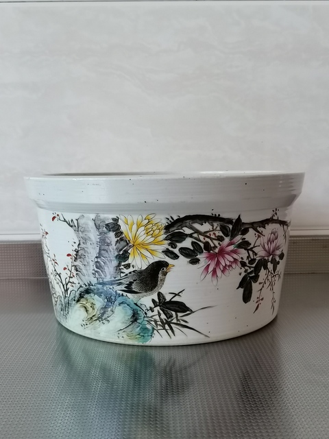 古玩陶瓷花鳥紋筆洗真品鑒賞圖