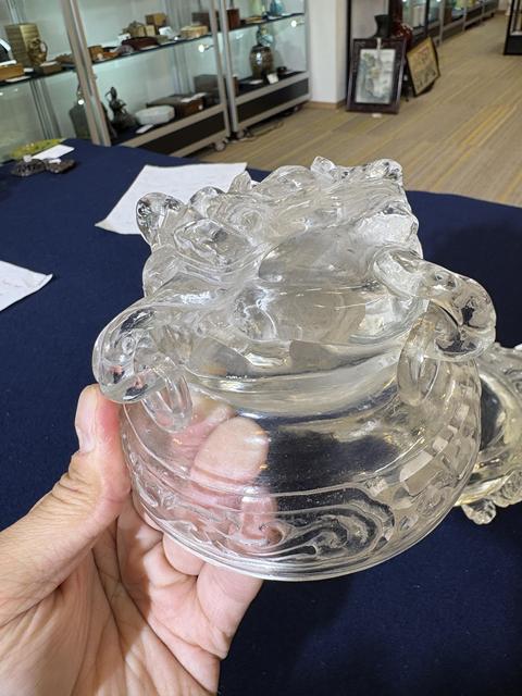 古玩玉器水晶獸耳爐真品鑒賞圖