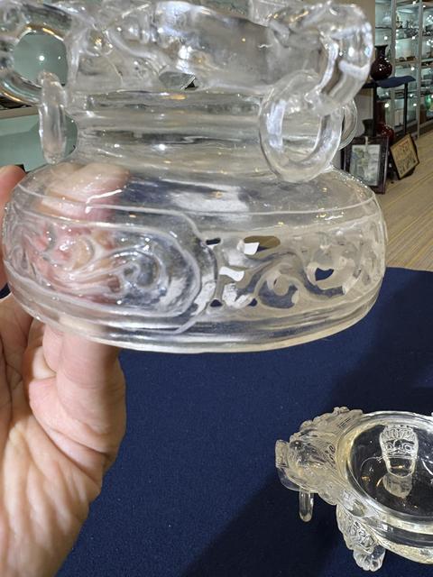 古玩玉器水晶獸耳爐真品鑒賞圖