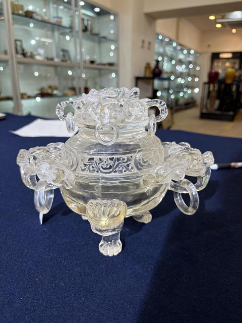 古玩玉器水晶獸耳爐真品鑒賞圖