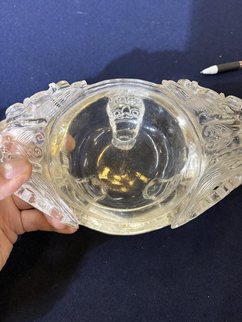 古玩玉器水晶獸耳爐真品鑒賞圖