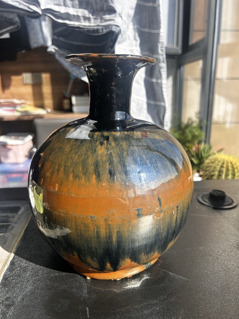 古玩陶瓷耀州窯兔毫釉撇口瓶真品鑒賞圖